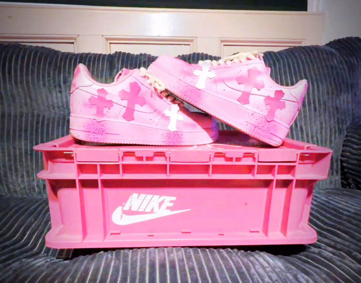 Custom 1of1 “pink chrome” y2k style airforces