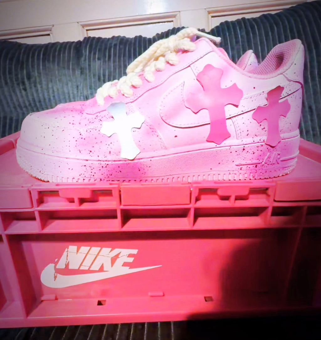 Custom 1of1 “pink chrome” y2k style airforces